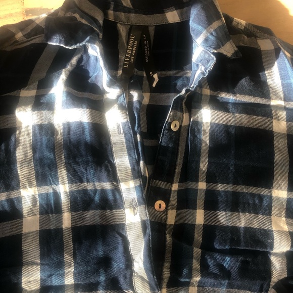 Liverpool Los Angeles Womens Plaid Navy , White size S shirt - Picture 4 of 8
